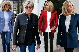 Идеальная пара: скинни + плечистый жакет, как у Брижит Макрон