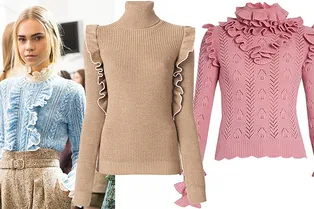 Осенняя альтернатива шелковой блузе: 18 ярких свитеров с рюшами, оборками и воланами