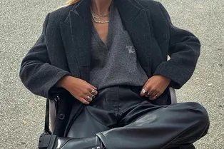 Как носить кожаные брюки: 20 образов от героинь стритстайла