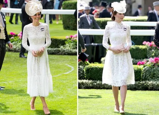 Кейт Миддлтон на Royal Ascot в Dolce & Gabbana в 2016-м и в Alexander McQueen в 2017 году