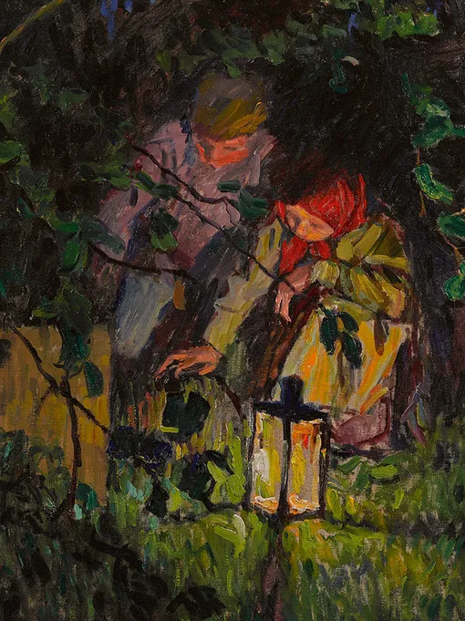 Николай Богданов-Бельский. За работой (Свет фонаря). Ок. 1900. Частное собрание, Европа Николай Богданов-Бельский. За работой (Свет фонаря). Ок. 1900. Частное собрание, Европа